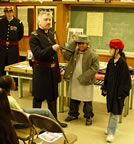 We found a confederate soldier in the class with his gray uniform. (126kb)