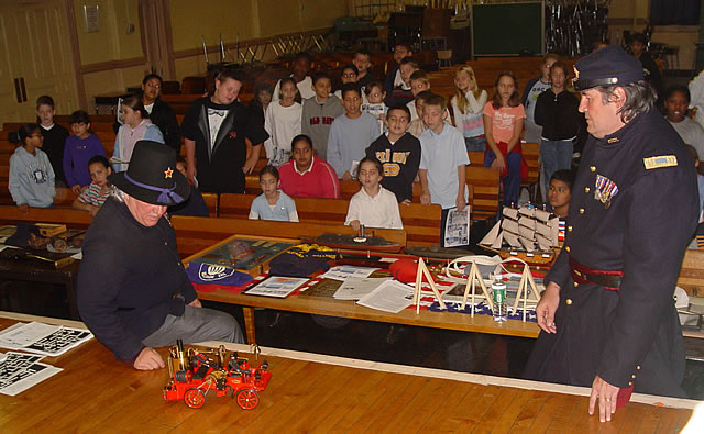 The fire engine in action.