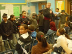 John with PS 161 recruits. (102kb)