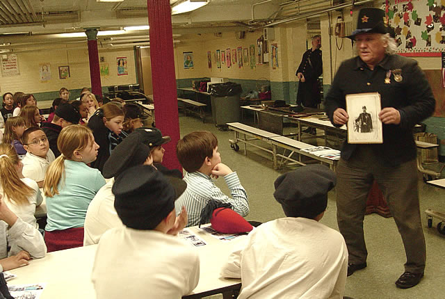 Arthur introduces the class to his Great Grandfather who fought in the Civil War.